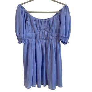 Abercrombie & Fitch Blue Puff Sleeve Mini Dress